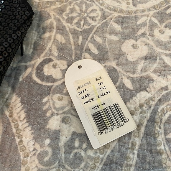 Jessica Simpson Sequin Feather Black Dress Party Cocktail size 10 NWTs - Picture 10 of 16